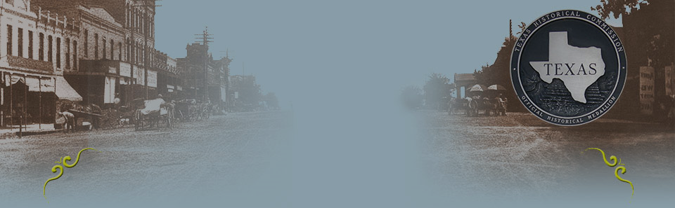 background image of downtown Bryan, Texas in the early 20th century.